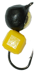 Мормышка вольфрамовая "Дробинка с ушком с желтым кубиком" (Олта), 5.0мм, коронка золото