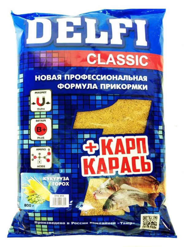 Прикорм Classic Карп + Карась (Delfi), аромат кукуруза+горох